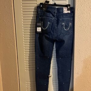 True Religion Curvy Skinny Jeans with Swarovski Crystals Size 30 - New With Tags
